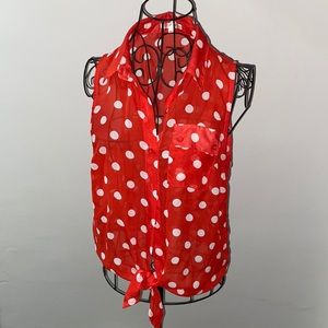 Red polka dot tank